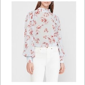 Express mock neck sheer blouse